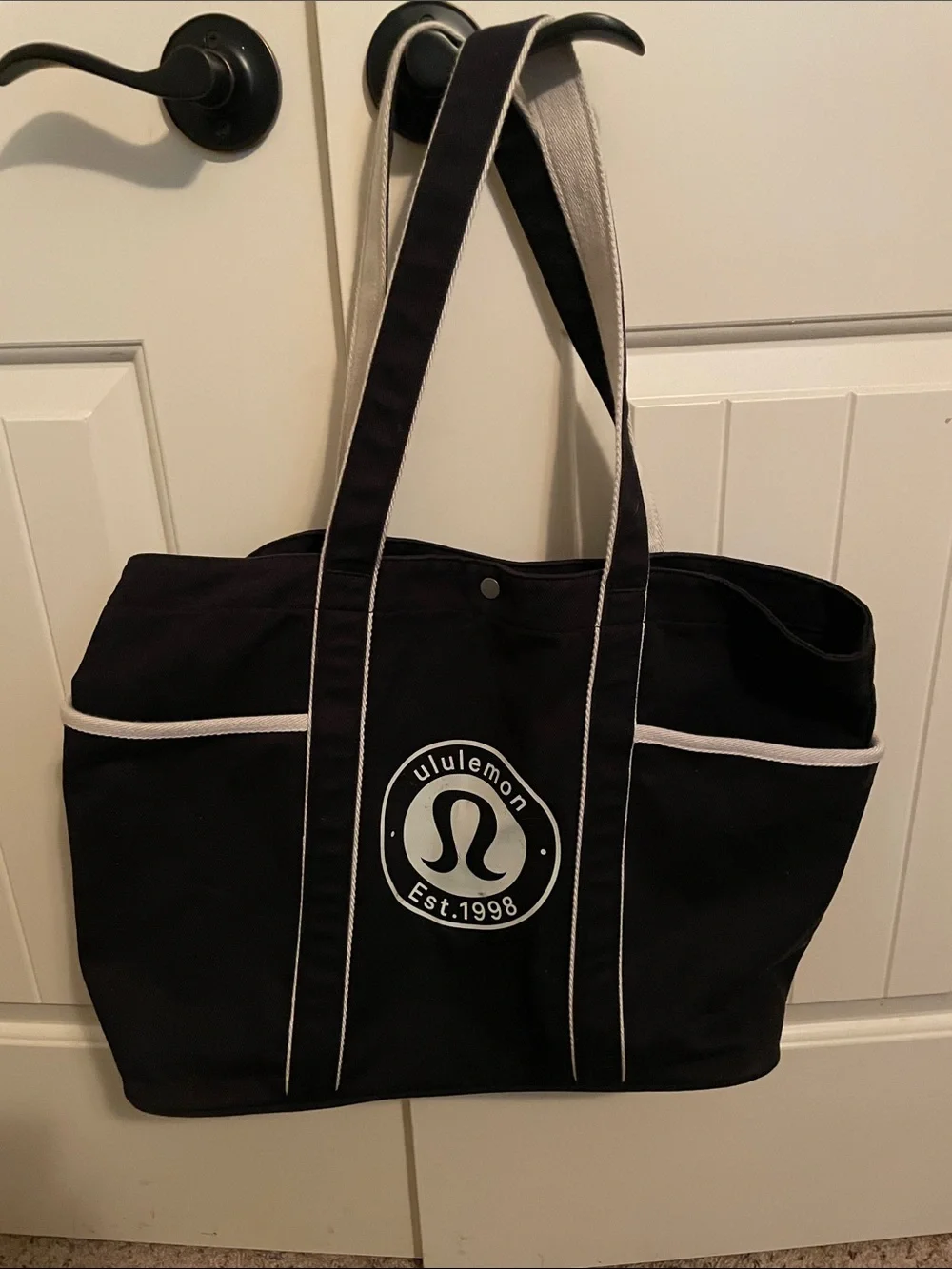 lululemon athletica Navy Blue Duffel Tote with White Trim O/S